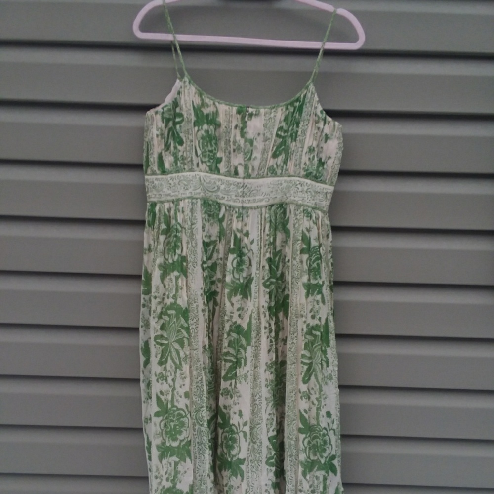 Jones New York Sz 10 Silk Green Beige Sundress